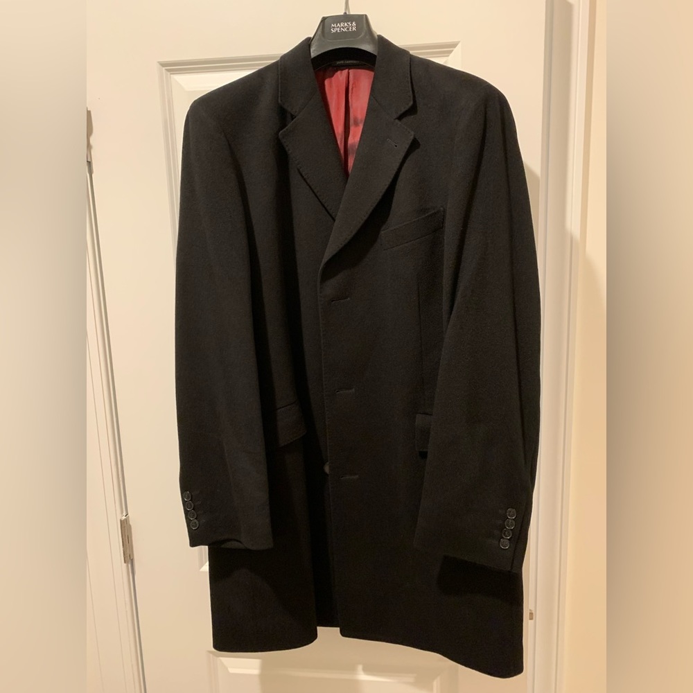 100% Cashmere men’s overcoat by Marks & Spencer of London. Size L, 41-43” chest